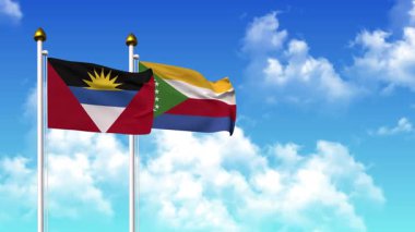 Kutupta alfa kanalı dahil olmak üzere ANTIGUA, BARBUDA ve COMOROS bayrakları sallamak