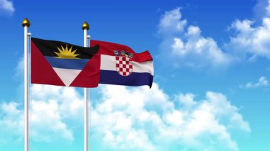 Kutupta alfa kanalı da dahil olmak üzere ANTIGUA, BARBUDA ve CROATIA bayrakları sallamak