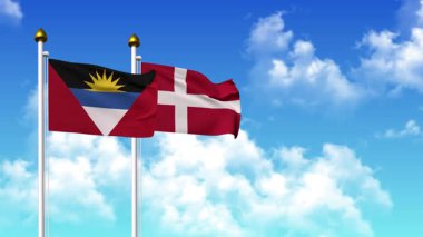 Direkte ANTIGUA, BARBUDA ve DENMARK bayrakları sallamak alfa kanalı dahil