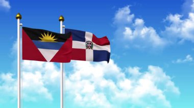 AnTIGUA, BARBUDA ve DOMINICAN 'ın bayraklarını alfa kanalı ile birlikte kutupta sallamak