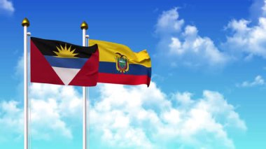 Kutupta ANTIGUA, BARBUDA ve Ekvador bayrakları dalgalanırken alfa kanalı da dahil