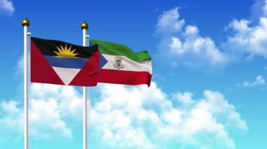 AnTIGUA ve BARBUDA 'nın bayraklarını sallamak ve kutuptaki Eşitlik Guinesi alfa kanalı da dahil olmak üzere