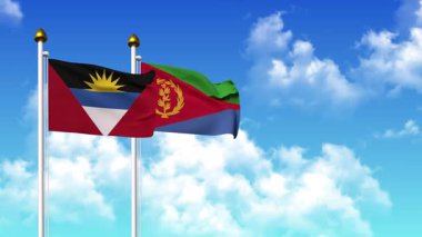 Kutupta alfa kanalı dahil ANTIGUA, BARBUDA ve ERITREA bayrakları dalgalanıyor