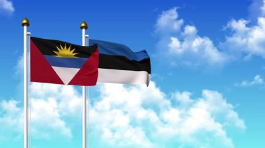Kutupta alfa kanalı dahil ANTIGUA, BARBUDA ve Estonya bayrakları dalgalanıyor