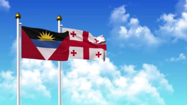 Direkte ANTIGUA, BARBUDA ve GEORGIA bayrakları sallamak alfa kanalı dahil