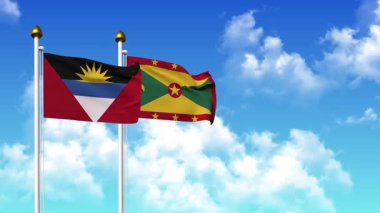 Direkte ANTIGUA, BARBUDA ve GRENADA bayrakları sallamak alfa kanalı dahil