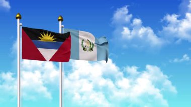Kutupta alfa kanalı dahil olmak üzere ANTIGUA, BARBUDA ve GUATEMALA bayrakları dalgalanıyor