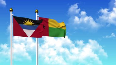 AnTIGUA, BARBUDA ve GİNEA-BISSAU bayrakları alfa kanalı ile birlikte kutupta saldır