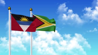 Direkte ANTIGUA, BARBUDA ve GUYANA bayrakları sallamak alfa kanalı dahil