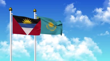 Direkte AnTIGUA, BARBUDA ve KAZAKHSTAN bayrakları dalgalanırken alfa kanalı da dahil