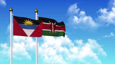 Direkte ANTIGUA, BARBUDA ve KENYA bayrakları sallamak alfa kanalı dahil