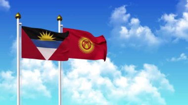 AnTIGUA, BARBUDA ve KYRGYZSTAN bayrakları alfa kanalı ile birlikte kutupta saldır