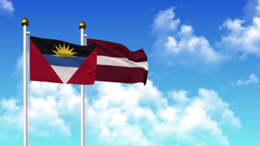 Kutuptaki ANTIGUA, BARBUDA ve LATVIA bayrakları alfa kanalı da dahil