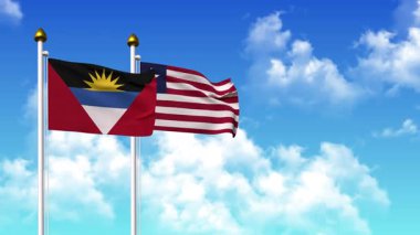 Kutupta alfa kanalı da dahil olmak üzere ANTIGUA, BARBUDA ve LIBERIA bayrakları sallanıyor