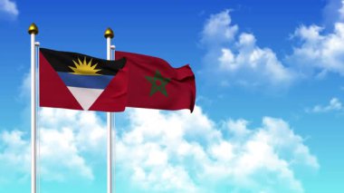 Kutupta ANTIGUA, BARBUDA ve MoroCCO bayrakları sallamak alfa kanalı dahil