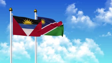 Direkte ANTIGUA, BARBUDA ve NAMIBIA bayrakları sallamak alfa kanalı dahil