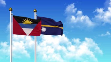 Kutupta ANTIGUA, BARBUDA ve NAURU bayrakları dalgalanırken alfa kanalı da dahil