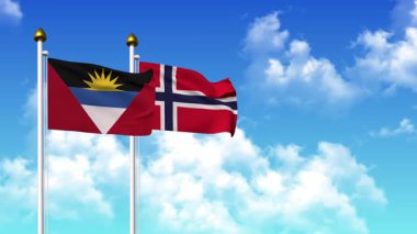 Kutuplarda ANTIGUA, BARBUDA ve NORway bayrakları sallamak alfa kanalı da dahil