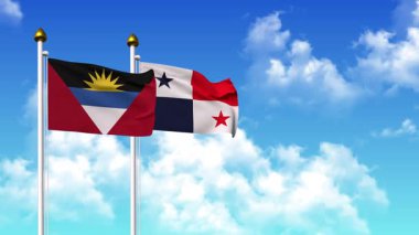 Direkte ANTIGUA, BARBUDA ve Panama bayrakları dalgalanırken alfa kanalı da dahil