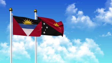 AnTIGUA, BARBUDA ve PAPUA YENİ GUINEA bayraklarını alfa kanalı ile birlikte kutba daldırmak