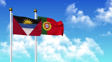 Kutupta alfa kanalıyla birlikte ANTIGUA, BARBUDA ve PORTUGAL bayrakları dalgalanıyor