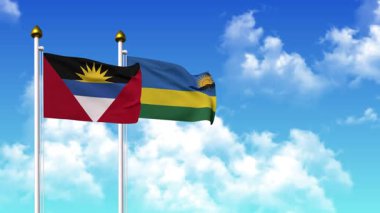 Kutupta ANTIGUA, BARBUDA ve Rwanda bayrakları dalgalanırken alfa kanalı da dahil