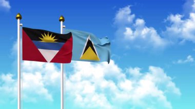 Kutuptaki kutuplarda ANTIGUA, BARBUDA ve SAINT LUCIA bayrakları sallanıyor.