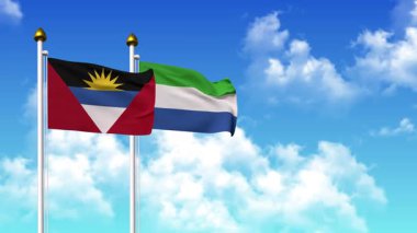 Kutuptaki AnTIGUA, BARBUDA ve SIERRA LEone bayrakları alfa kanalı dahil