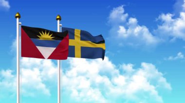 Direkte ANTIGUA, BARBUDA ve SWEDEN bayrakları sallamak alfa kanalı dahil