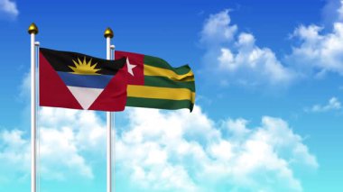 AnTIGUA, BARBUDA ve TOGO bayrakları alfa kanalı ile birlikte kutupta sallanıyor