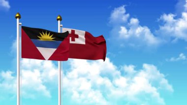 Direkte ANTIGUA, BARBUDA ve TONGA bayrakları dalgalanırken alfa kanalı da dahil