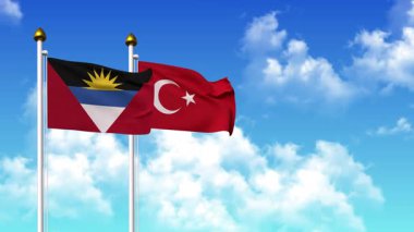 Direkte ANTIGUA, BARBUDA ve TURKEY bayrakları sallamak alfa kanalı dahil