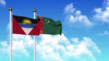 Kutupta ANTIGUA, BARBUDA ve Türkmenistan bayrakları dalgalanırken alfa kanalı da dahil