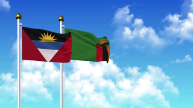 Direkte ANTIGUA, BARBUDA ve ZAMBIA bayrakları sallamak alfa kanalı dahil