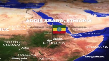 Addis Ababa ETHIOPIA 'dan Bangui Orta Afrika Cumhuriyeti' ne bayrak rozetleriyle uçuş