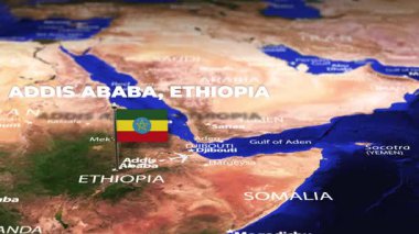 Addis Ababa ETHIOPIA 'dan Pekin' e bayrak iğneleriyle uçuş
