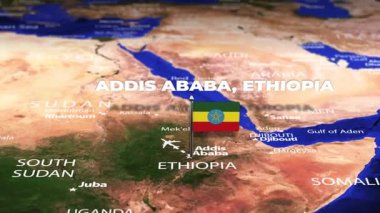 Addis Ababa ETHIOPIA 'dan Bern' e bayrak iğneli uçuş
