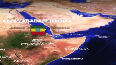 Addis Ababa ETHIOPIA 'dan Doğu Dili' ye bayrak iğneli uçuş