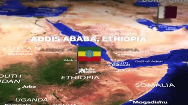 Addis Ababa ETHIOPIA 'dan Doha Katar' a bayrak iğneleriyle uçuş