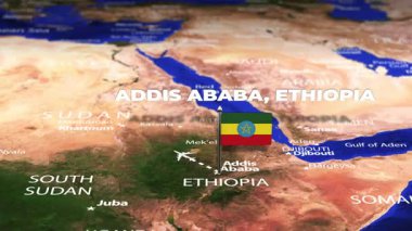 Addis Ababa ETHIOPIA 'dan Dublin' e bayrak rozetleriyle uçuş