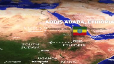 Addis Ababa ETHIOPIA 'dan Georgetown GUYANA' ya bayrak iğneli uçuş