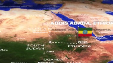 Addis Ababa ETHIOPIA 'dan Havana CUBA' ya bayrak iğneli uçuş
