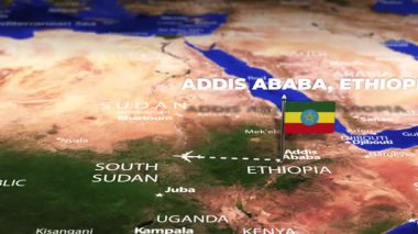 Addis Ababa ETHIOPIA 'dan Kingston JAMAICA' ya bayrak iğneleriyle uçuş