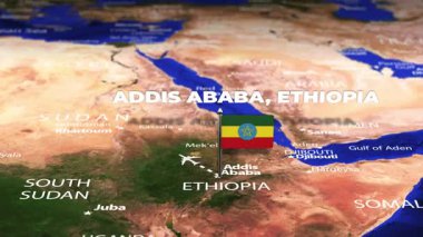 Addis Ababa ETHIOPIA 'dan Londra' ya bayrak iğneleriyle uçuş