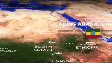 Addis Ababa ETHIOPIA 'dan Los Angeles' a bayrak iğneleriyle uçuş