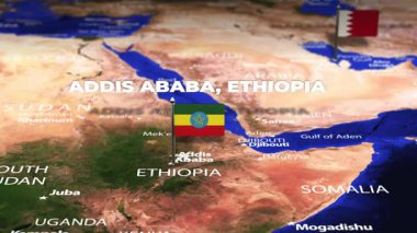 Addis Ababa ETHIOPIA 'dan Manama BAHRAIN' a bayrak iğneleriyle uçuş