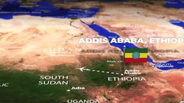 Addis Ababa ETHIOPIA 'dan New York' a bayrak rozetleriyle uçuş