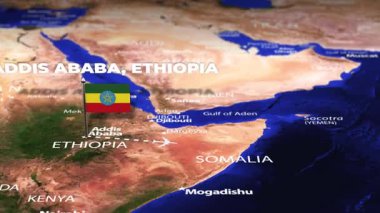 Addis Ababa ETHIOPIA 'dan Port Moresby PAPUA' ya bayrak iğneli yeni GUINEA uçuşu