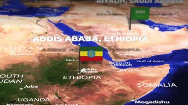 Addis Ababa ETHIOPIA 'dan Riyad SAUDI ARABIA' ya bayrak iğneleriyle uçuş