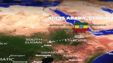 Addis Ababa ETHIOPIA 'dan Santiago Şili' ye bayrak iğneleriyle uçuş